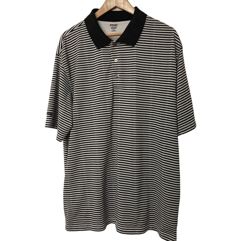 Ping Golf Shirt Size XXL Black with White Stripes Performance Dynamics EUC